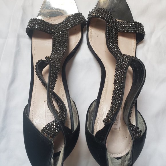 Glint devyn black with mini rhinestone strappy heels - Picture 4 of 4